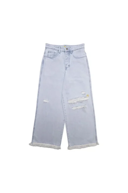 Drew Ultra Wide Leg Jean Distressed Vintage Indigo