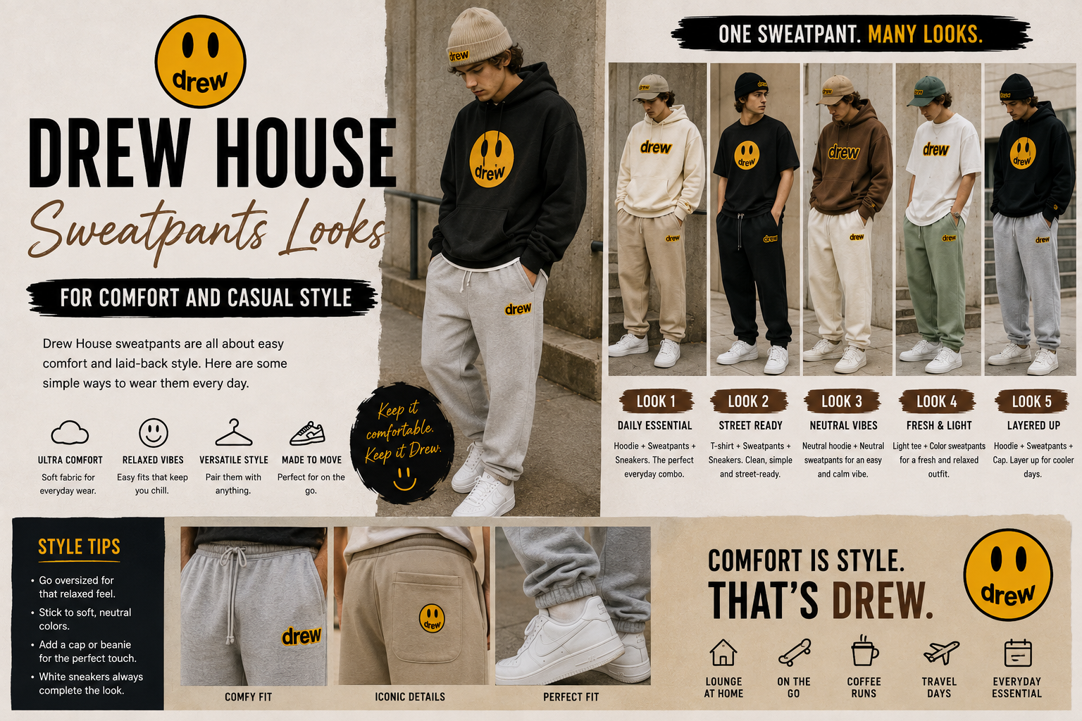Drew House Sweatpants Looks for Comfort and Casual Style