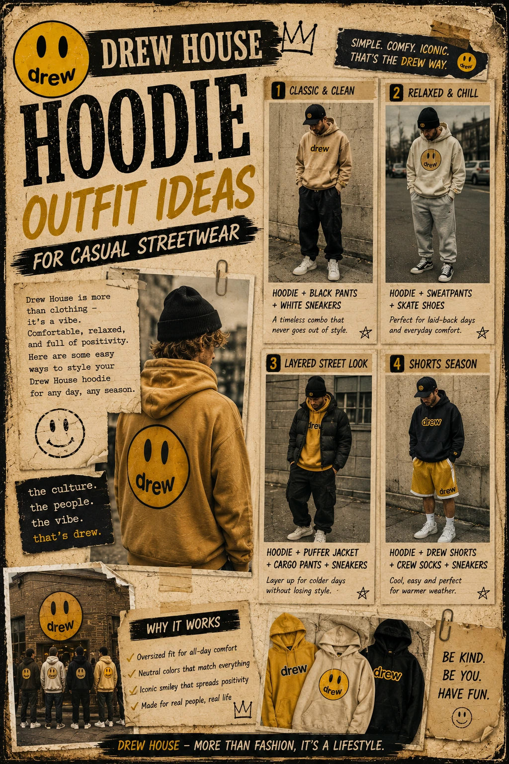 Drew House Hoodie Outfit Ideas for Casual Streetwear