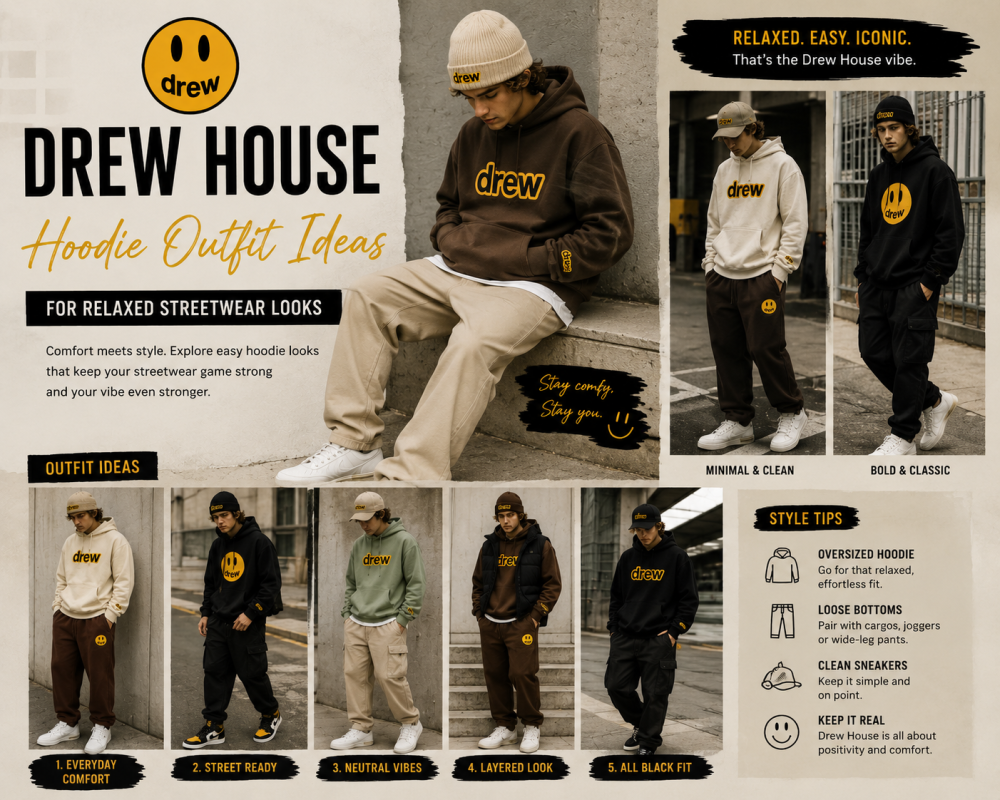 Drew House Hoodie Outfit Ideas for Relaxed Streetwear Looks